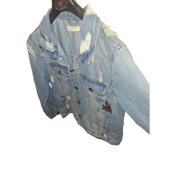 Ci Sono Red Rose Patch Women's Denim Jean Jacket Size Large - Picture 7 of 9